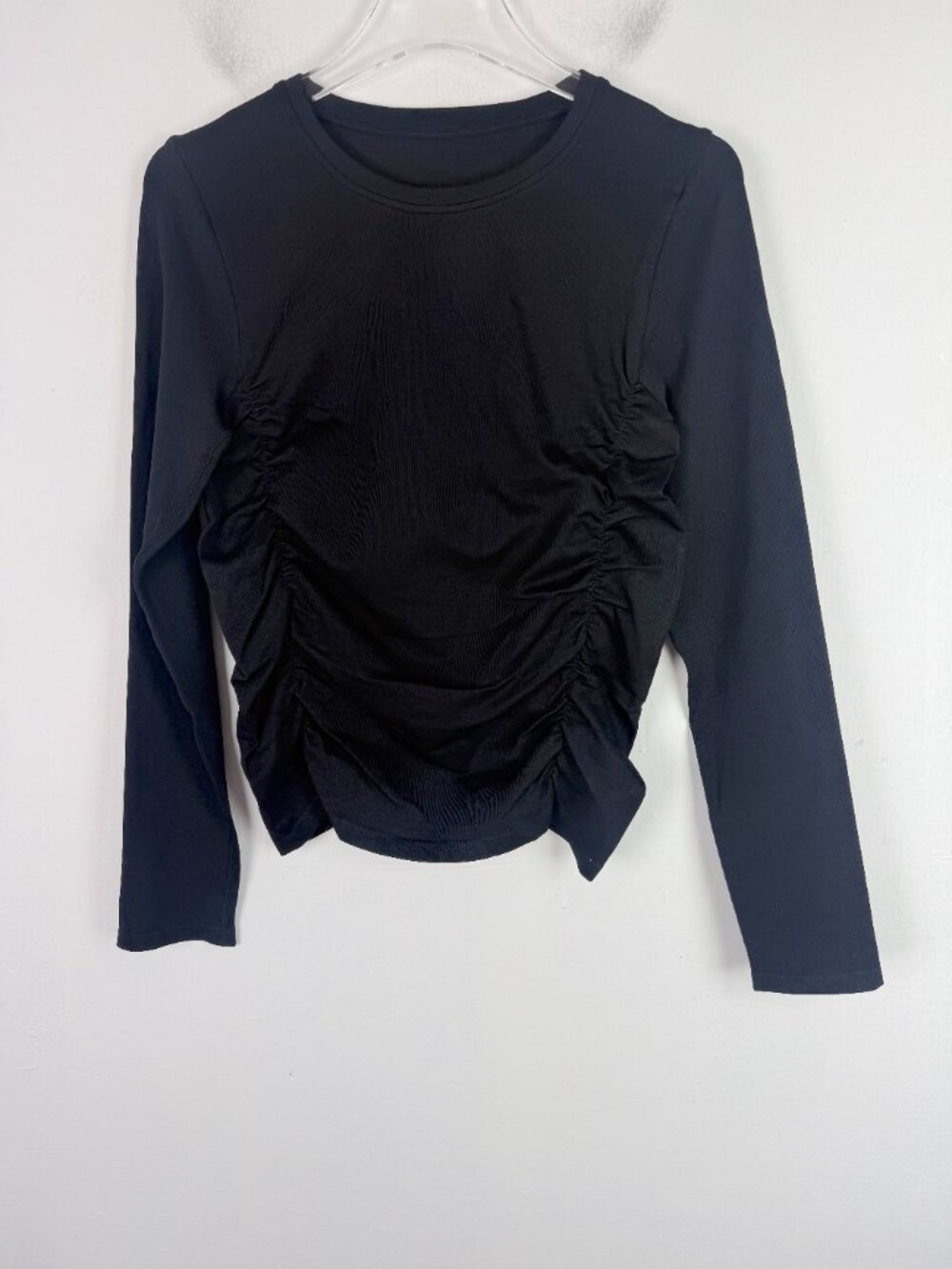 NWT OQQ Long Sleeve Crew Neck Ruched Shirt Set of 2 Black Brown Size Large L NIB - Picture 2 of 7